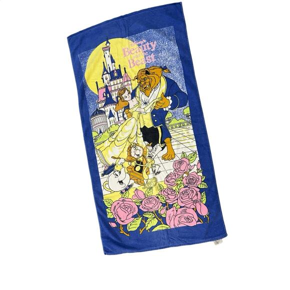 Vintage Disney Beauty and The Beast Towel Franco Tag 56x30 - Picture 2 of 8